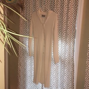 off white long cardigan sz medium